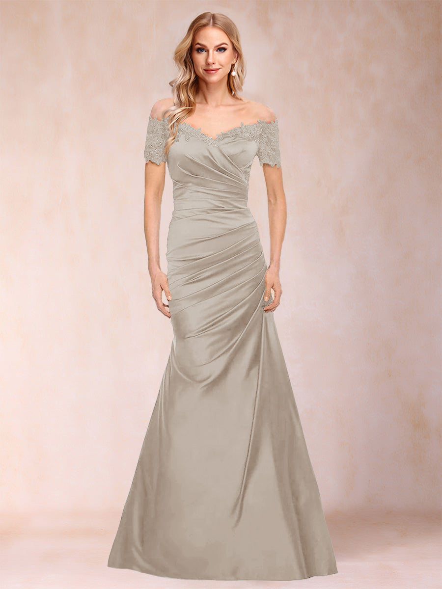 Paulina June Taupe front view mother of the bride dress