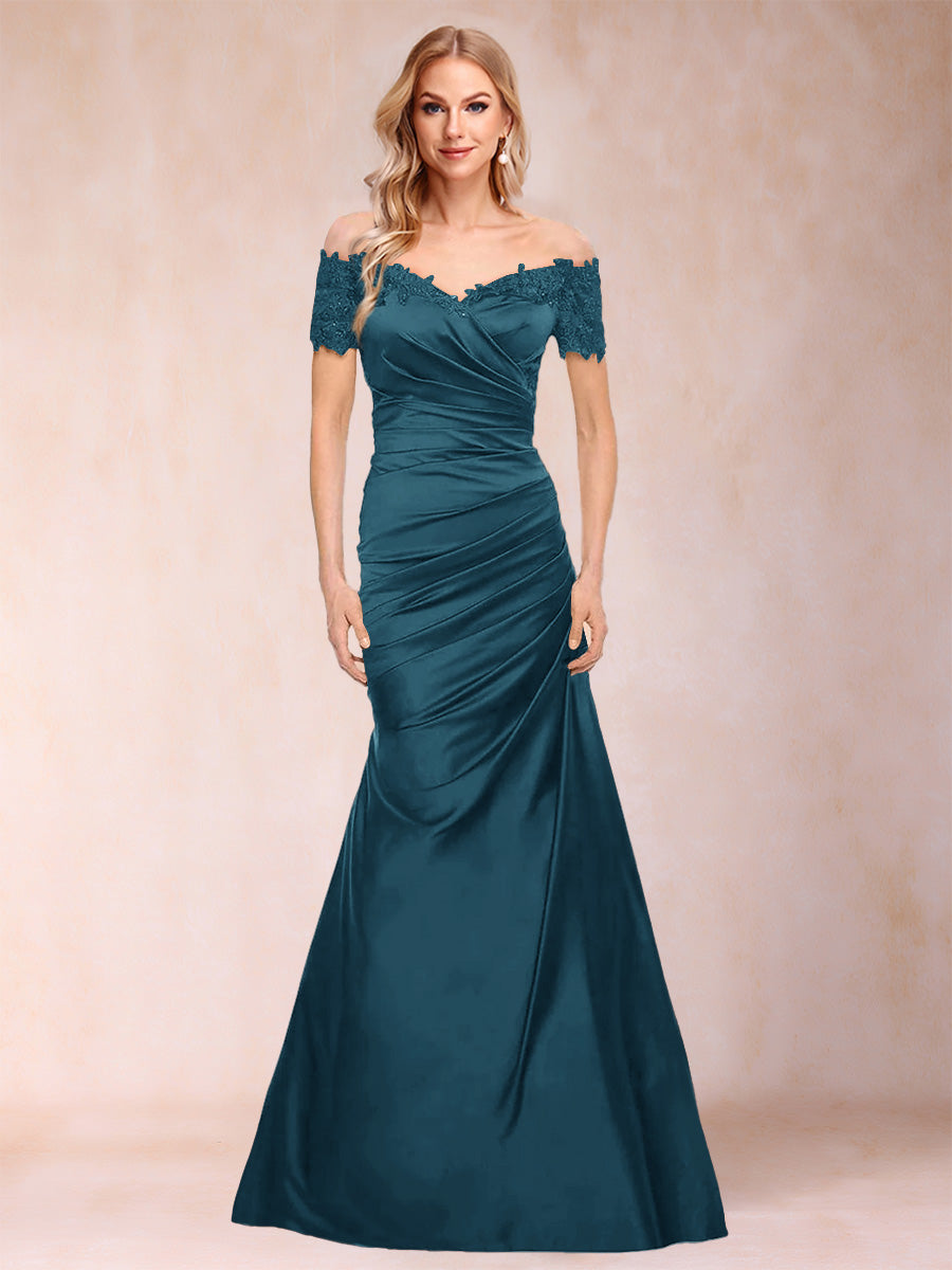 Paulina June Teal front view mother of the bride dress