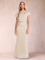 Celia Elise Champagne back view mother of the bride dress