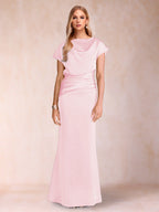 Celia Elise Pearl Pink front view mother of the bride dress
