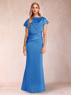 Celia Elise Royal Blue front view mother of the bride dress