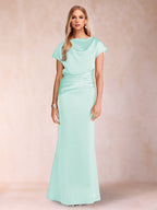 Celia Elise Pool Blue front view mother of the bride dress