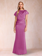 Celia Elise Plum front view mother of the bride dress