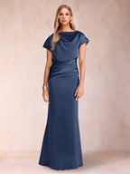 Celia Elise Navy Blue front view mother of the bride dress