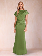 Celia Elise Olive Green front view mother of the bride dress