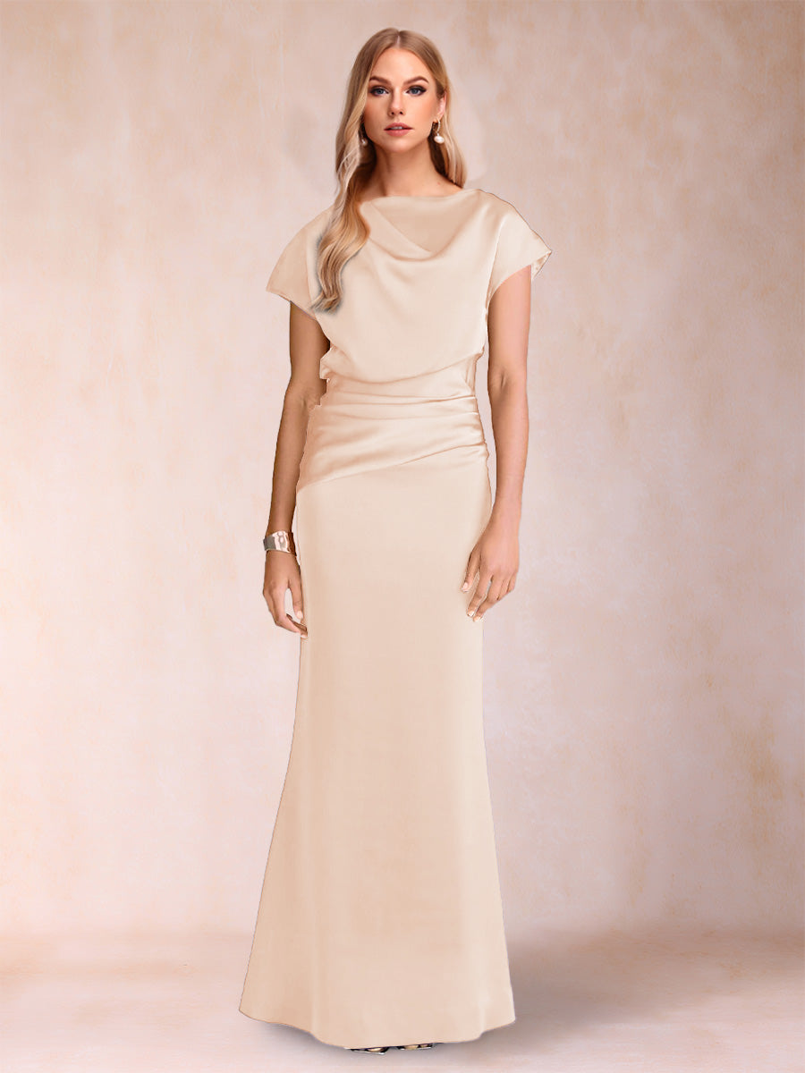 Celia Elise Peach front view mother of the bride dress