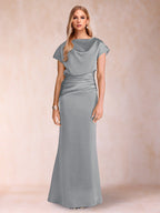 Celia Elise Steel Grey front view mother of the bride dress