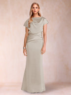Celia Elise Taupe front view mother of the bride dress