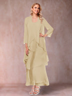 Isadora Elise Champagne back view mother of the bride dress