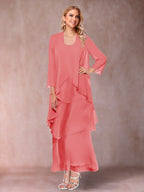 Isadora Elise Coral back view mother of the bride dress