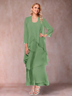 Isadora Elise Sage Green front view mother of the bride dress