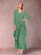 Isadora Elise Eucalyptus front view mother of the bride dress