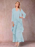 Isadora Elise Sky Blue front view mother of the bride dress