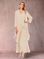 Isadora Elise Champagne front view mother of the bride dress
