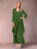Isadora Elise Olive Green front view mother of the bride dress