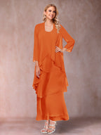 Isadora Elise Orange front view mother of the bride dress