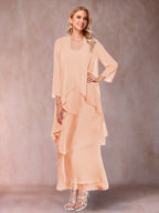 Isadora Elise Peach front view mother of the bride dress