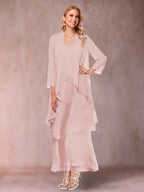 Isadora Elise Pearl Pink front view mother of the bride dress
