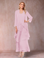Isadora Elise Rose Pink front view mother of the bride dress