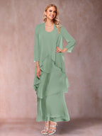 Isadora Elise Sage Green back view mother of the bride dress
