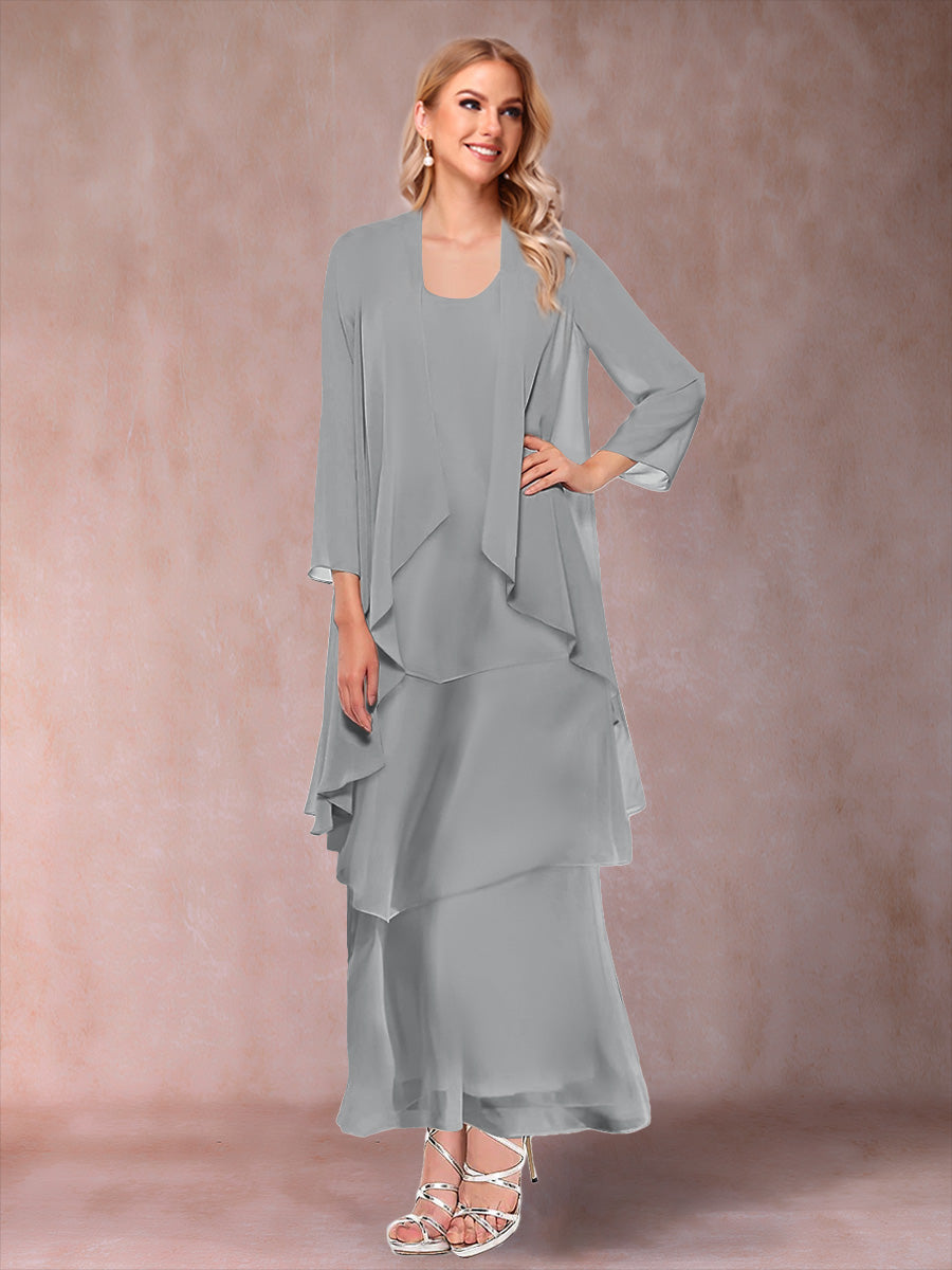 Isadora Elise Silver front view mother of the bride dress