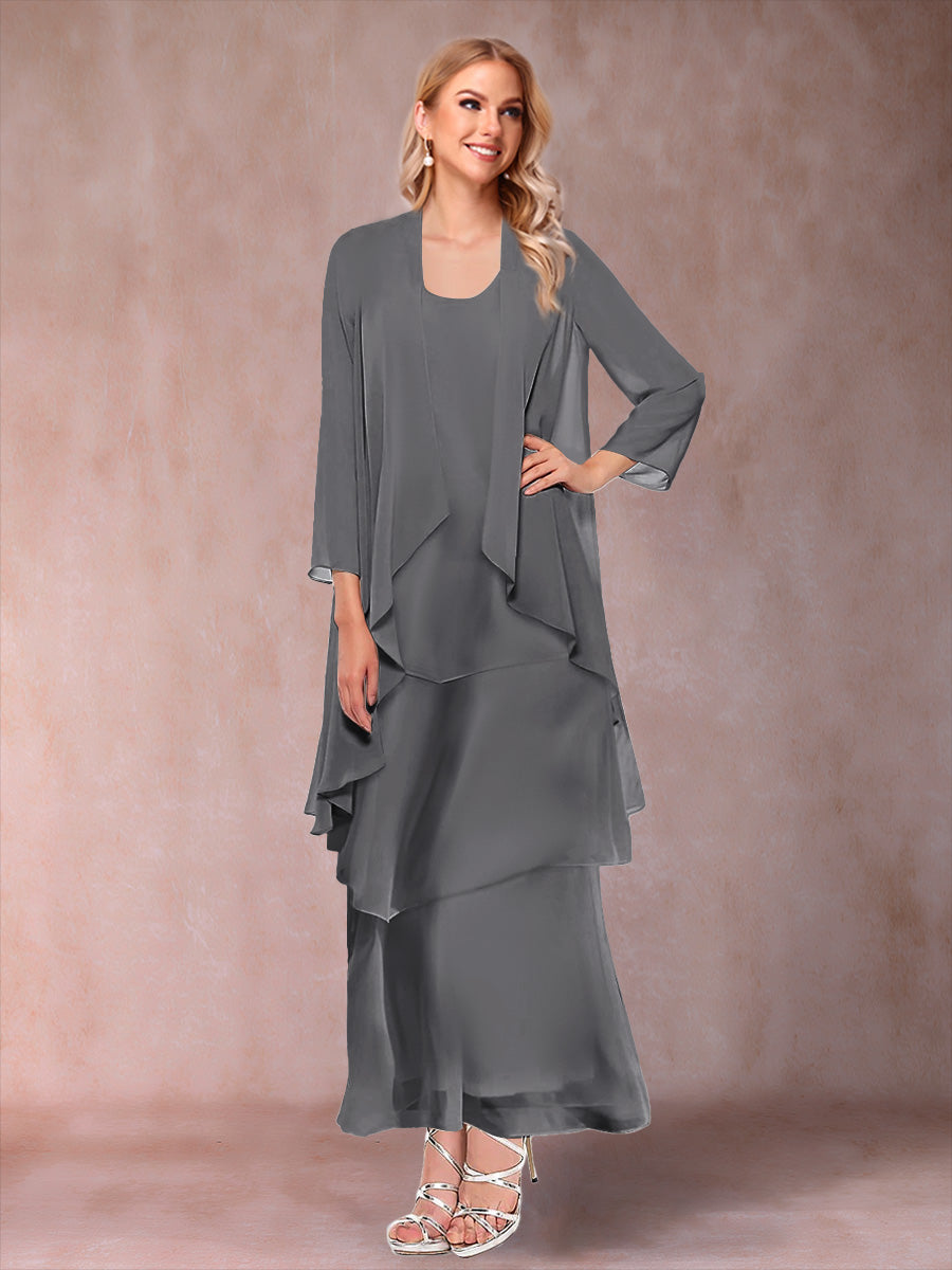 Isadora Elise Steel Grey front view mother of the bride dress