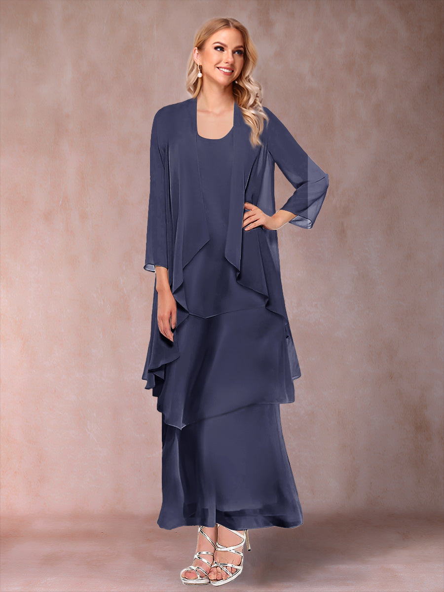 Isadora Elise Dusty Blue back view mother of the bride dress