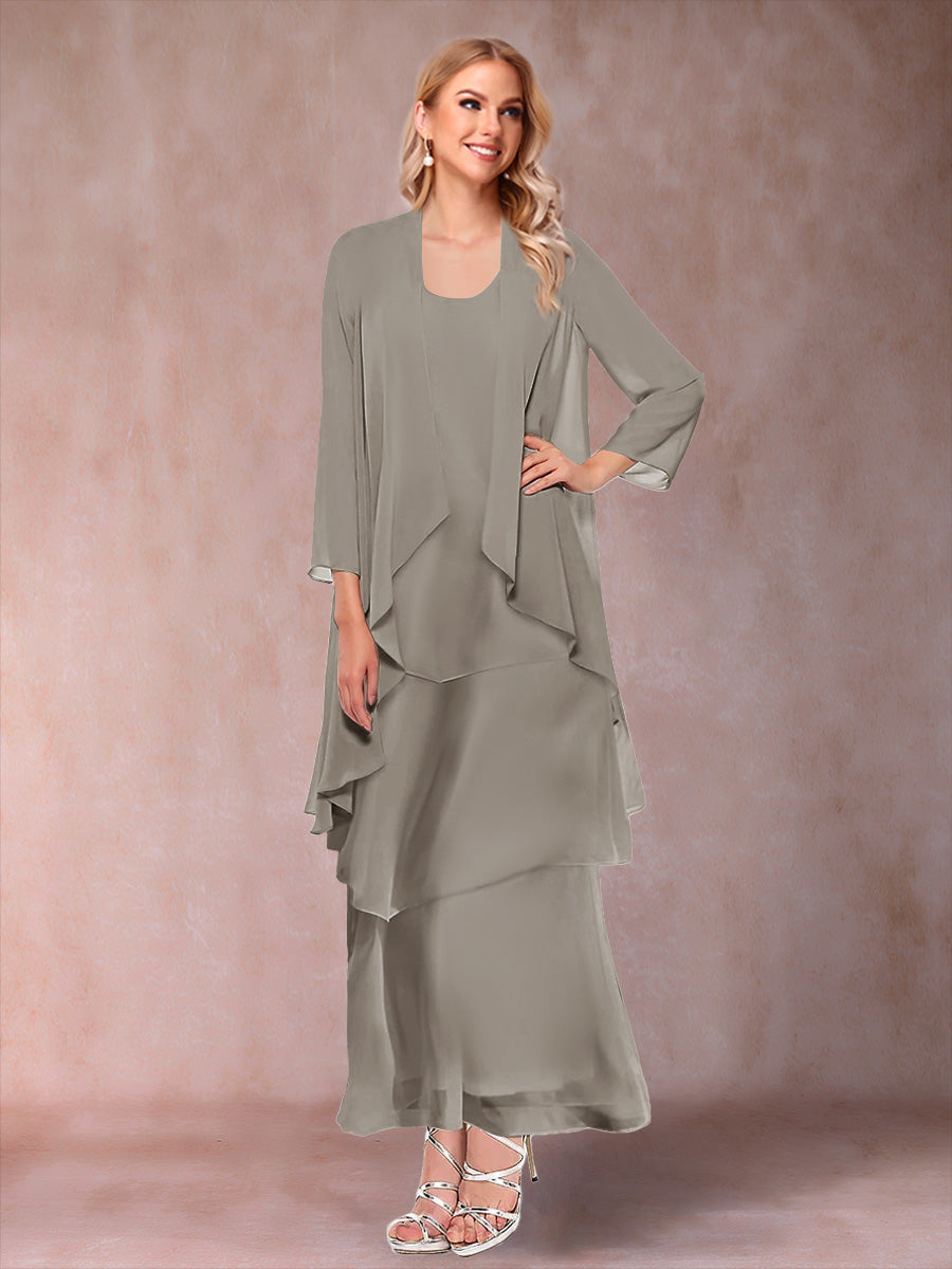 Isadora Elise Taupe front view mother of the bride dress