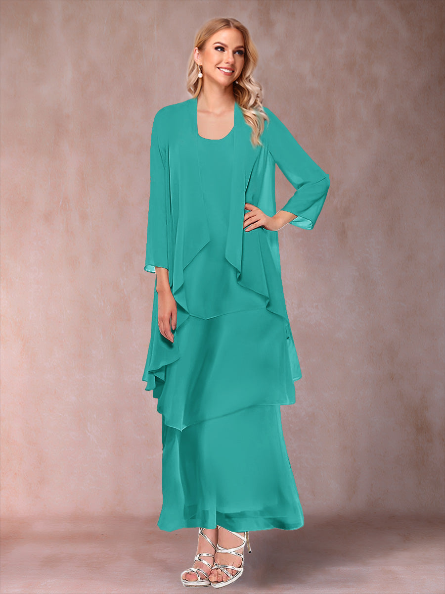 Isadora Elise Turquoise front view mother of the bride dress