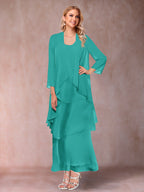 Isadora Elise Turquoise front view mother of the bride dress