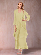 Isadora Elise Yellow front view mother of the bride dress