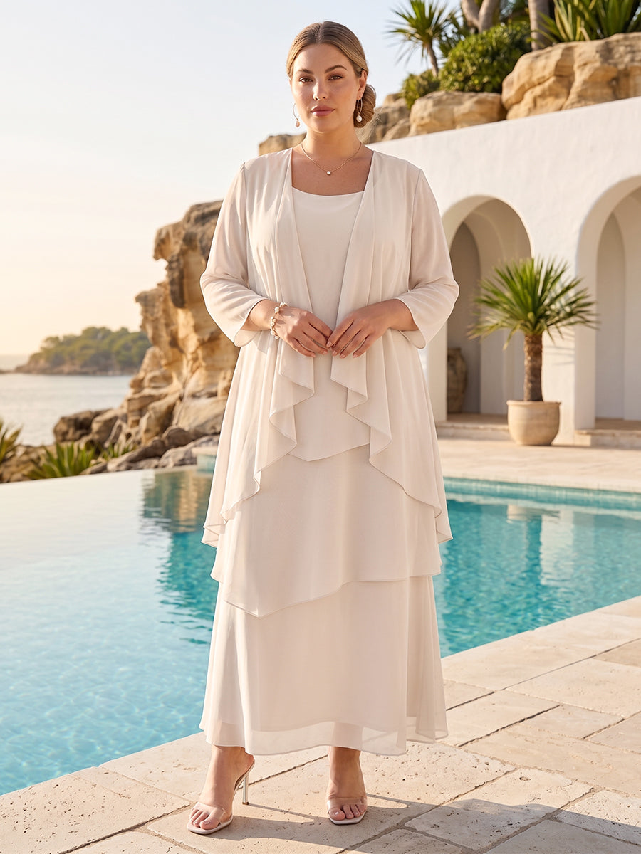 Winifred June Champagne front view mother of the bride dress