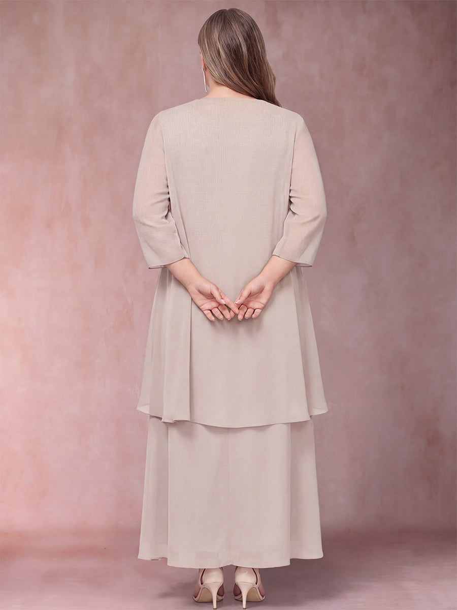 Winifred June Champagne back view mother of the bride dress