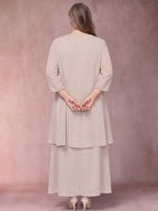 Winifred June Champagne back view mother of the bride dress