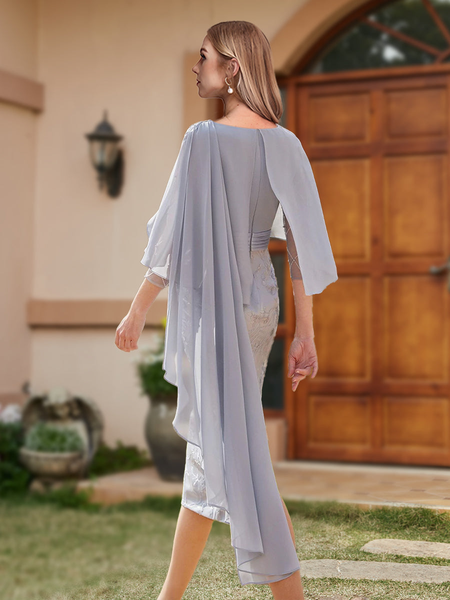 Sibella Silver back view wedding guest dress
