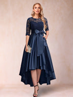 Nicasia Navy Blue front view wedding guest dress