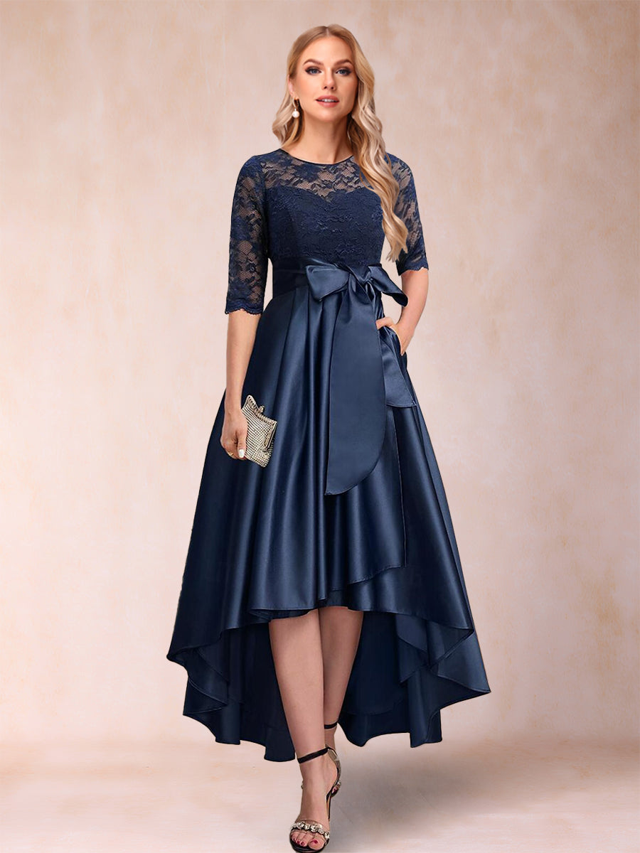 Nicasia Navy Blue front view wedding guest dress