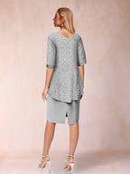 Keziah Grey back view wedding guest dress
