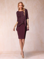 Keziah Burgundy front view wedding guest dress