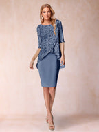 Keziah Steel Blue front view wedding guest dress