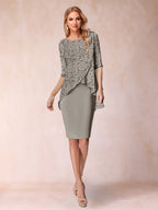 Keziah Taupe front view wedding guest dress