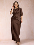 Iliana Brown front view wedding guest dress