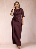 Iliana Burgundy front view wedding guest dress