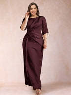 Iliana Burgundy front view wedding guest dress