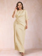 Iliana Champagne front view wedding guest dress