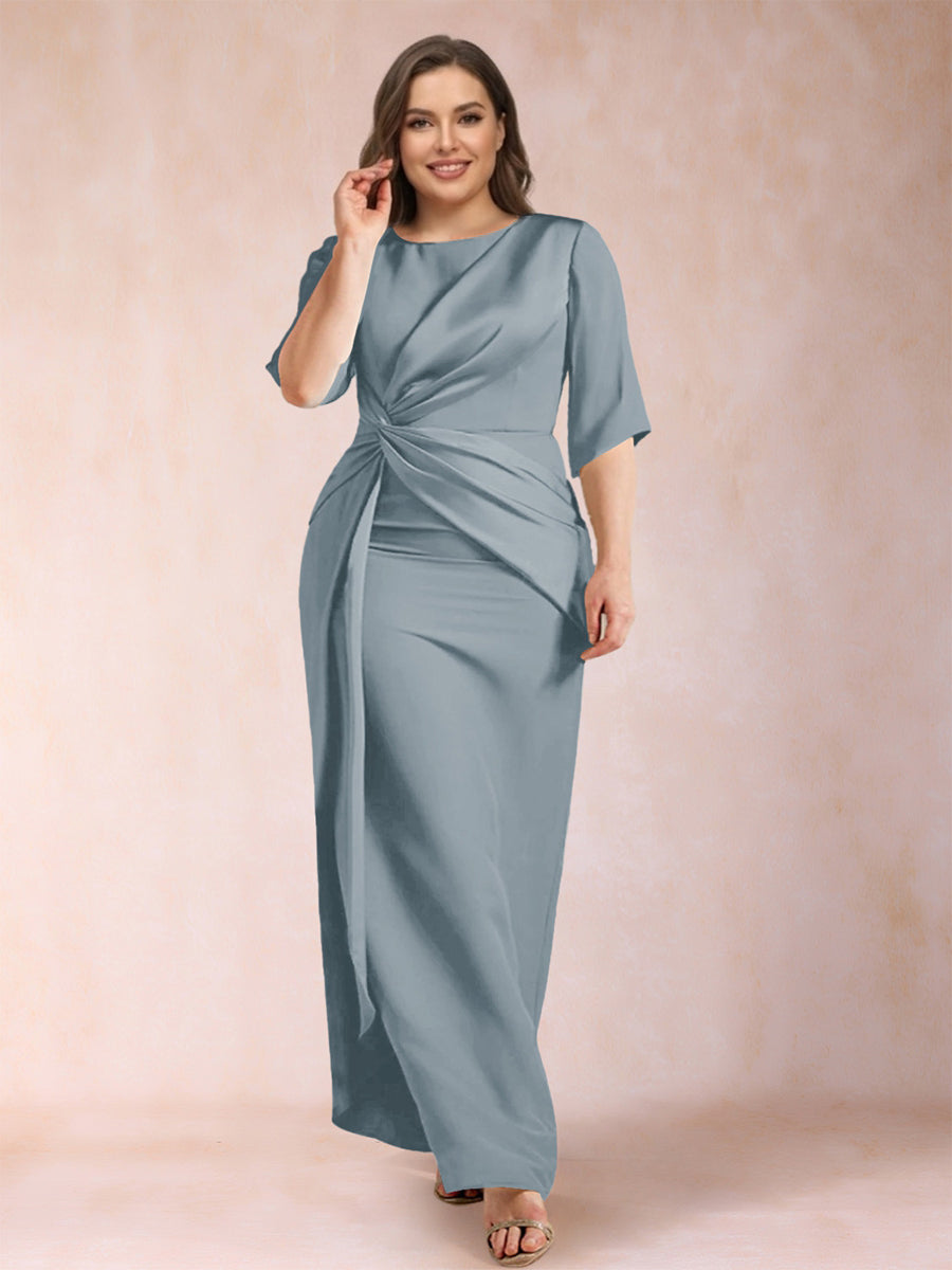 Iliana Dusty Blue front view wedding guest dress
