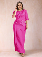 Iliana Fuchsia front view wedding guest dress