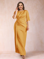 Fiona Elise Gold back view mother of the bride dress