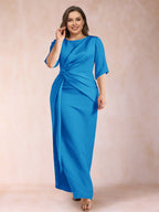 Fiona Elise Ocean Blue front view mother of the bride dress