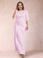 Fiona Elise Rose Pink front view mother of the bride dress